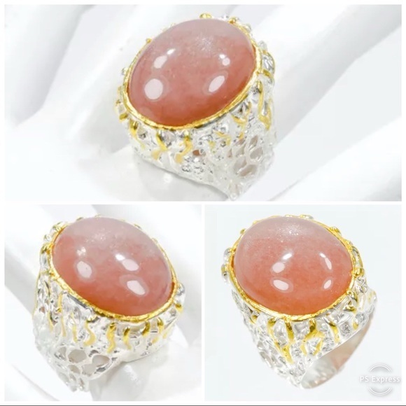 25+ Carat Sunstone Sterling Silver Ring Size 6.75